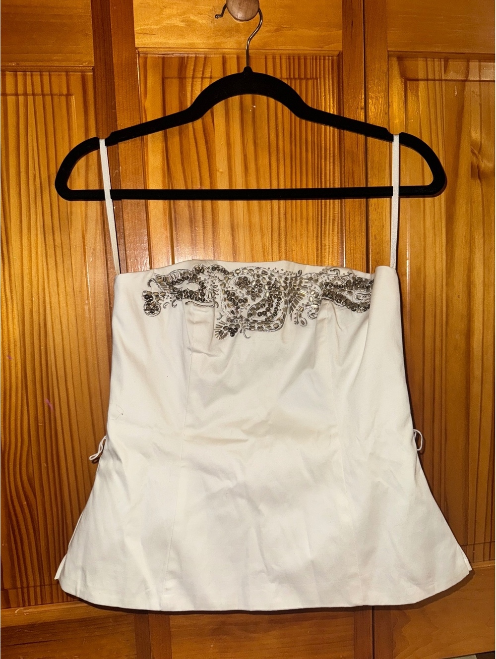 White embellished bustier camisole top